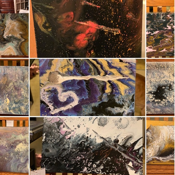 Paint pouring canvas art homemade - Picture 1 of 8